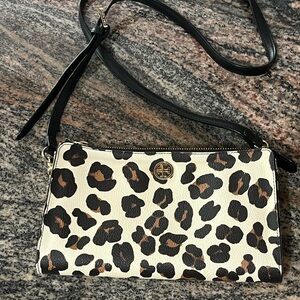Tory Burch Bag Leopard Convertible Clutch Cross Body Bag